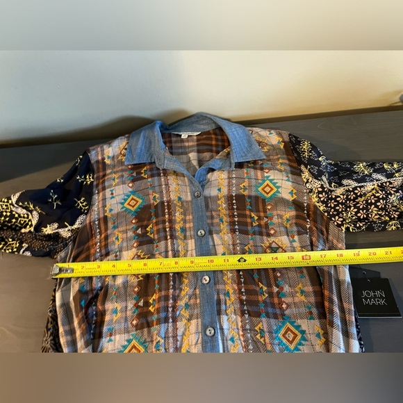 JOHN MARK Women’s Southwestern Style Embroidered Plaid Tunic NWT - Picture 8 of 8